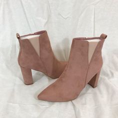 Allegra K Booties Block Heel Dust Pink Boots Dust Pink Size 9 New Sh-55 Pink Pointed Toe Booties For Fall, Pink Round Toe Booties For Fall, Casual Pink Booties For Fall, Casual Pink Fall Booties, Pink Ankle-high Booties For Fall, Pink Heeled Boots With Medium Width For Fall, Pink Ankle Boot Heels For Fall, Pink Medium Width Heeled Boots For Fall, Pink Pointed Toe Heeled Boots For Fall