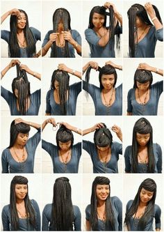 Box Braid Bang | 21 Awesome Ways To Style Your Box Braids And Locs Purple Hairstyles, Braids And Twists, Jumbo Box Braids, Braided Bangs