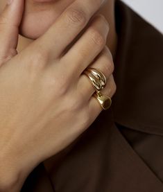 Alex Ring | Gold Dome Ring Chunky Gold Rings, Jewelry Stack, Ring Stacks, Heel Accessories, Dome Ring, Ring Stack, Chunky Rings, Stacked Jewelry, Double Ring