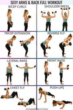 Workoutplan for arms and back for women. Membakar Lemak Perut, Motivasi Diet, Bolesti Chrbta, Dumbell Workout, Full Workout, Trening Fitness, Body Workout Plan, Trening Abs, Weight Workout Plan