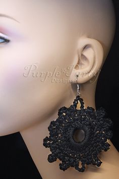 Fancy Earrings Black Earrings summer by purplepartydesigns on Etsy Black Dangle Hoop Earrings For Festivals, Handmade Black Bohemian Plug Earrings, Black Bohemian Dangle Plug Earrings, Unique Handmade Black Plug Earrings, Handmade Black Circular Jewelry, Nickel Free Black Plug Earrings For Festival, Nickel-free Black Plug Earrings For Festival, Bohemian Black Flower Jewelry, Black Dangle Flower Earrings With Ear Wire