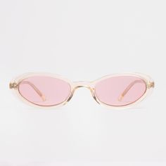 Vintage, micro, oval sunglasses featuring clear acetate with light pink lenses. Lens Category 3 UV400 100% UV Protection Acetate Frame Lens Height: 2.8cm, Lens Width: 4.8cm, Sunglass Length: 14.9cm Last item. Pink Glasses Frames, Pink Lenses, Oval Glasses, Beautiful Branding, Cute Sunglasses, Four Eyes, Protection Crystals, Clear Frames, Oval Sunglasses