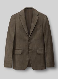 Experience the quintessence of modern grandeur with our Italian Wool Delfino Jacket. Meticulously tailored from the most exquisite wool, this sartorial masterpiece features an entrancing herringbone pattern in a luxurious shade of brown. The jacket exudes an aura of distinctive charm and supreme comfort, making it an impeccable choice for both refined social gatherings and commanding boardroom presences. Elevate your ensemble with this piece, where effortless sophistication and confident style coalesce.    Look features a 2 button jacket with notch lapels, horn brown buttons, single vent and three cuff buttons.   Click 'Customize Now' to modify the look if needed.  Lining: Viscose. Shade Of Brown, Master Tailor, Italian Suit, Pal Zileri, Confident Style, Button Jacket, Ermenegildo Zegna, Herringbone Pattern, Custom Tailoring