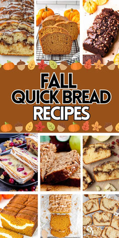 Fall quick bread recipes photo collage.