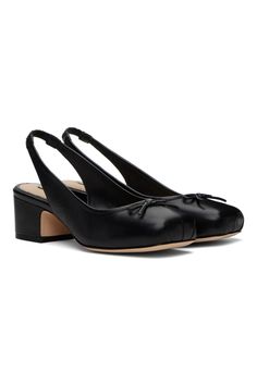 Sandy Liang: SSENSE Exclusive Black Slingback 45 Heels | SSENSE Sandy Liang, Wardrobe Style, Nappa Leather, Leather Heels, Block Heels, Going Out, Fashion Inspo, Heels, Free Shipping