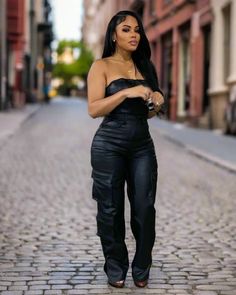 Stay stylish and comfortable with our PU leather pocket csual jumpsuit. Made from high-quality PU leather and designed with convenient pockets. The durable material and versatile design make it a must-have for any modern wardrobe. Elevate your attire with our jumpsuit today. Casual Fitted Jumpsuits And Rompers With Multiple Pockets, Fitted Casual Jumpsuits And Rompers With Multiple Pockets, Trendy Leather Pants With Pockets, Casual Faux Leather Pants With Side Pockets, Casual Leather Pants With Multiple Pockets, Casual Leather Pants With Cargo Pockets, Chic Streetwear Leather Pants With Pockets, Casual Leather Pants With Pockets For Work, Casual Leather Pants With Multiple Pockets For Work