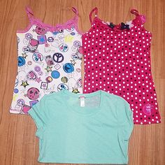 Brand New Playful Pink Cotton Tops, Pink T-shirt For Playwear In Spring, Pink T-shirt For Spring Playwear, Spring Pink T-shirt For Playwear, Pink Tops For Playwear In Spring, Pink Sleeveless T-shirt For Spring, Multicolor Short Sleeve Tops For Sleepover, Cute Pink Tops For Playwear, Casual Pink T-shirt For Sleepover