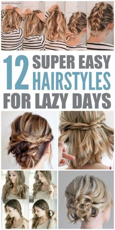 Updos Hairstyles, Lazy Day Hairstyles, Short Hair Up, Super Easy Hairstyles, Easy Hairstyles Quick, Lazy Hairstyles, Second Day Hairstyles, Hairstyle Tutorials, Easy Hairstyles For Medium Hair