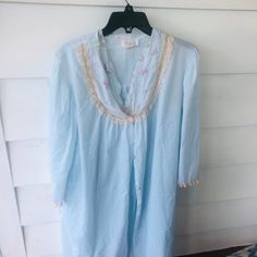 Vintage Barbizon Blue Beige Penoir Set Night gown and duster knee length blue with beige lace cotton/poly fabric Women's Nightgowns, Pajama Robe, Nightgowns, Beautiful Shoes, Night Gown, Knee Length, Cover Up, Etsy Uk, Lace