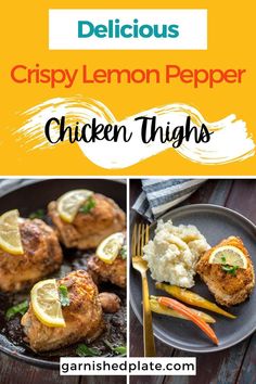 chicken thighs with lemons and mashed potatoes