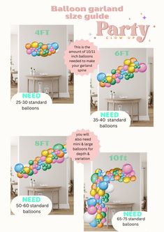 balloon garland size guide for party decorations