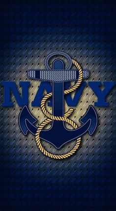 an anchor and rope with the word navy on it