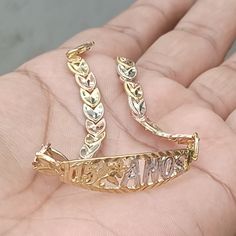 10kt Real Gold Try Color Quinsenera Bracelet Size 8 Inches Weight 7.79 Gram Center Part 10.5 Mm Chain Thick 5.8 Mm Come In A Gift Box 100% Authentic Gold Bracelet Please Check The Picture Carefully Understand The Thickness Of Bracelet 14k Gold Diamond Cut Chain Bracelet For Anniversary, Anniversary Gold Plated Diamond Cut Bracelets, 14k Yellow Gold Bracelet With Hallmarks, Stamped 14k White Gold Bracelet For Anniversary, White Gold 14k Stamped Anniversary Bracelet, White Gold Name Bracelet For Anniversary, Anniversary White Gold Name Bracelet, Tarnish Resistant, Anniversary White Gold Name Bracelet, Hallmarked Gold Plated Bracelet For Anniversary