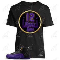 Shirt To Match Jordan Retro 12 Field Purple Nike Jordan Outfit, Mens Black Shirt, Jordan Tees, Jordan Retro 12, Jordan Outfit, Purple Vibe, Mens Athletic Wear, Jordan Shirts, Custom Design Shirts