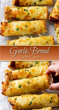 Garlic bread with cheese cut into strips French Bread Side Ideas, Easy Sides For Dinner Simple Recipes, Garlic Cheese Buns Recipe, Garlic Cheese French Bread, Garlic Bread For A Large Crowd, Garlic Bread With Cheese Recipes, Crescent Roll Garlic Cheese Bread, French Bread Ideas Appetizers, Garlic Bread With Baguette