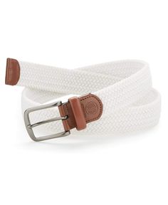 Imported | Cubavera Men's Elastic Web Belt in White, Size Medium, Polyester Blend Web Belt, The Men, Trim Detail, Casual Look, Black Belt, Suspenders, Leather Trims, Casual Looks, Men's Shoes