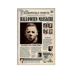 Michael Myers Poster, Halloween 1978, Michael Myers Halloween, Memorial Hospital, Halloween Poster, Halloween Pictures, Michael Myers, Newspaper, Poster Design