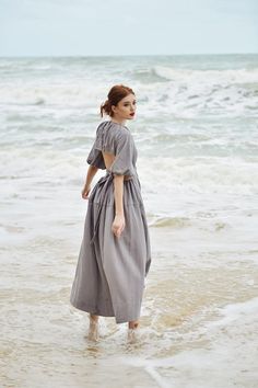 Open Back Linen Sundress Linen Summer Maxi Dress Backless | Etsy Gray Midi Length Beach Dress, Gray Midi Length Dress For The Beach, Gray Midi Length Dress For Beach, Gray Midi Dress For Beach, Gray Midi-length Summer Dresses, Gray Cotton Summer Dress, Summer Gray Cotton Dress, Gray Short Sleeve Beach Dress, Gray Short Sleeve Dress For Beach