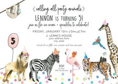 an animal themed birthday party with zebras, giraffes and flamingos