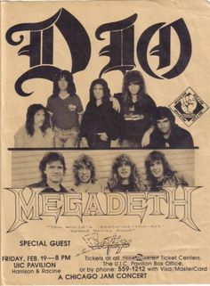 an old concert poster for megadeth with the band's name on it