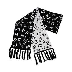 two black and white scarfs with musical notes on them