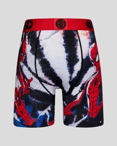 Peter Parker’s Spider-Man is featured swinging into action across a tie-dye print on this boxer brief. With four-way stretch, a breathable Micro Mesh pouch, and durable flatlock stitching, these Spiderman underwear were built to function for everything in life from everyday wear to the toughest workouts. | PSD Men's Marvel - Spider-Man Underwear, Size XL Multicolor Stretch Boxer Briefs For Sports, Multicolor Sports Boxer Briefs Multi-pack, Breathable Multicolor Boxer Briefs For Sports, Mesh Pouch, Men Boxers, Men's Briefs, 4 Way Stretch Fabric, Peter Parker, Marvel Spiderman