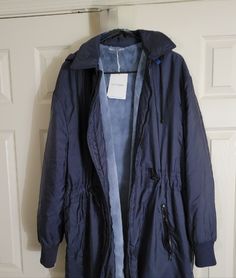 Size 48 [Us Large] Made In Italy - Color Blue Navy Utility Outerwear For Winter, Winter Blue Parka With Drawstring Hood, Blue Winter Parka With Drawstring Hood, Blue Parka With Pockets For Cold Weather, Utility Blue Outerwear For Winter, Blue Utility Outerwear For Winter, Valentino Jacket, Hooded Parka, Valentino Men