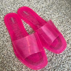 Forever 21 Jelly Square Toe Sandals Hot Pink Never Worn - New Trendy Slip-on Jelly Sandals For Spring, Trendy Slip-on Jelly Sandals, Trendy Forever 21 Sandals With Round Toe, Forever 21 Synthetic Sandals For Spring, Forever 21 Sandals For Spring Beach, Forever 21 Beach Sandals For Spring, Forever 21 Casual Synthetic Sandals, Forever 21 Spring Beach Sandals, Square Toe Sandals