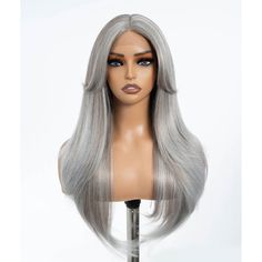 PRICES MAY VARY. [Relaxed Lifestyle]In the busy urban life, this layered straight hair wig can bring you a quick style change. Made of high quality heat resistant fiber, long-lasting styling, will be a good friend to accompany you in your daily life. [Gorgeous]Fashionable ombre highlight silver lace front wig with curtain bangs add a touch of elegance and liveliness to your look. The layered wig beautifully frames your face, effortlessly turning you into the striking beauty in the crowd. [Natura Silver Wigs For Black Women, Grey Blonde Wig, Silver Lace Front Wig, Silver Lace Front, Wigs With Curtain Bangs, Bangs Middle Part, Layered Straight Hair, Wig With Curtain Bangs, Long Straight Layers