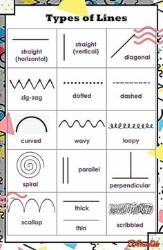 different types of lines are shown in this worksheet for kids to practice their handwriting skills