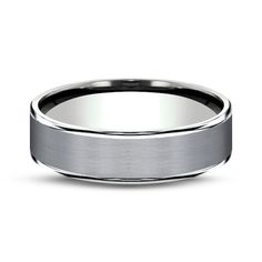 men's wedding band in white gold with a satin finish and high polished edges