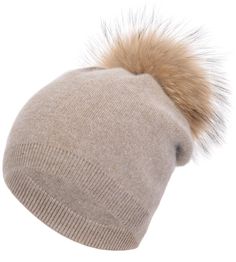 PRICES MAY VARY. 【Material】- This khaki cashmere beanie hat is made of high-quality yarn, carefully selected cashmere, high-grade wool and premium acrylic materials, ensuring its lightweight, soft, warm and comfortable characteristics, is skin-friendly. 【Gorgeous Real Fur Pompom】- Our khaki fur pom pom balls are made of soft and fluffy animal fur. All khaki pompoms are handcrafted with great care to ensure their plumpness, and can be easily detached and reattached, making cleaning more convenien Winter Hat Pom, Hat With Pom, Cashmere Winter Hats, Stocking Hats For Women Winter, Removable Pom Pom Hat, Caps Outfit, Knit Stocking, Womens Slouchy Beanie, Fur Pom Pom Beanie