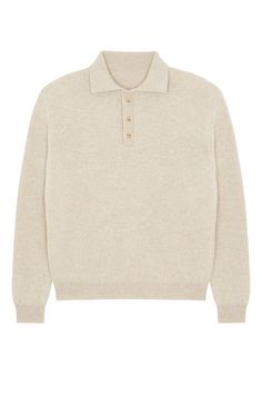 100% cashmere polo-neck sweater, unisex, made in Italy. Winter Cashmere Collared Top, Beige Long Sleeve Polo Sweater With Ribbed Collar, Classic Cashmere Polo Sweater, Classic Cashmere Polo Sweater For Winter, Cozy Wool Polo Sweater With Ribbed Collar, Classic Beige Long Sleeve Polo Sweater, Winter Cashmere Polo Sweater With Seamless Collar, Classic Winter Cashmere Polo Sweater, Cashmere Polo Sweater With Seamless Collar For Winter