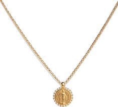 Elegant Everyday Medallion Necklace Shaped Like A Coin, Elegant Everyday Coin Medallion Necklace, Elegant Coin Medallion Necklace For Everyday, Elegant Coin Medallion Necklace With Adjustable Chain, Elegant Coin-shaped Medallion Necklace With Adjustable Chain, Minimalist Gold Jewelry, Gold Minimalist Jewelry, Mary Necklace, Virgin Mary Necklace