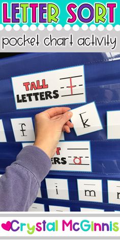 the letter sort pocket chart activity for kids to practice their handwriting and spelling skills with