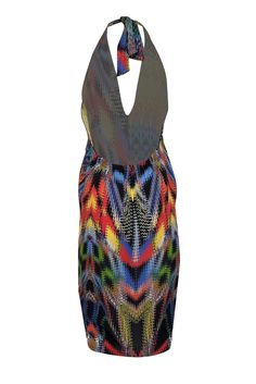 Get ready for a night out with the gals or a fun date night in this Missoni silk halter mini dress. Its lively multicolor pattern and classic v-neckline are perfect for cocktails or a vacation getaway. RSVP now and add this classic mini to your must-have vacation styles! Size M Made in Italy 100% Silk Unlined V-neckline Halter Mini length Slip-on style Elastic back Bust 34" Waist 35" Shoulder to hem 40" Date Night In, Halter Mini Dress, Silk Mini Dress, Zig Zag Pattern, Vacation Style, Knitwear Design, Classic Mini, Italian Fashion, Missoni