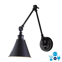 an image of a black wall light on a white background