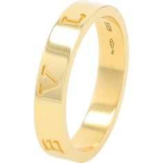 18K Yellow Gold BVLGARI Band - Iconic Designer Ring in Polished Gold Designer Gold Ring With Polished Finish, Designer Gold Rings With Polished Finish, Designer Polished Gold Rings, Designer Yellow Gold Wedding Rings, Designer Yellow Gold Rings For Formal Occasions, Luxury Gold Engraved Ring With Hallmarks, Luxury Gold Engraved Ring, Luxury Yellow Gold Engraved Ring, Luxury Rings With Shiny Finish For Anniversary