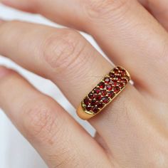 Buy Vintage Garnet Rings for Women, Dainty Garnet Ring, Womens Rings Garnet, Gothic Garnet Ring, Garnet Ladies Ring, Garnet Band Rings Online in India - Etsy Vintage Garnet Rings, Womens Rings Unique, Alexandrite Wedding Band, Couple Ring Design, Curved Ring, Gold Finger Rings, Bff Jewelry, Stacked Wedding Bands, Wedding Engagement Rings