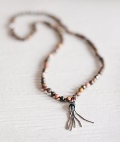 21''  Mini mala, 108 beads Made with 4mm leopard jasper beads, 4mm pyrite, and sterling silver 925 tassel pendant, Node between each beads with pure silk dark red cord, silver plated attach If you want it in another size I take personal request Bohemian Silver Hand Knotted Jewelry, Silver Bohemian Jewelry, Leopard Jasper, Jasper Necklace, 108 Bead, Jasper Beads, How To Make Beads, Chain Styles, Sterling Silber