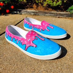 Hand Painted One Of A Kind Womans Shoes. They Have Been Sealed With A Water Resistant Coating. Spring Waterproof Paint Sneakers With Round Toe, Spring Waterproof Sneakers With Round Toe, Drip Shoes, Customised Vans, Swag Shoes, Shoe Art