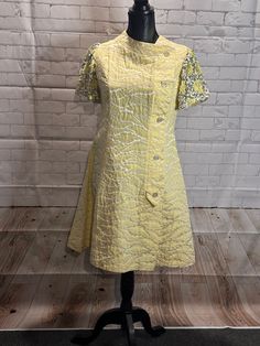 This is a stunning 1960's cotton/acetate blend dress used by the grand theatre in a play. Excellent condition  Size 12 Laying flat Shoulder to shoulder 15" Armpit to armpit 18" Hips 20" Length 34" Spring Cotton Dress With Set-in Sleeves, Spring Vintage A-line Cotton Dress, Fitted Cotton Vintage Dress For Spring, Spring Vintage A-line Dress For Formal Occasions, Spring Vintage Dress For Formal Events, A-line, Spring Formal Vintage A-line Dress, Spring Vintage Fitted Cotton Dress, Spring Vintage Cotton Fitted Dress, Spring Formal A-line Vintage Dress