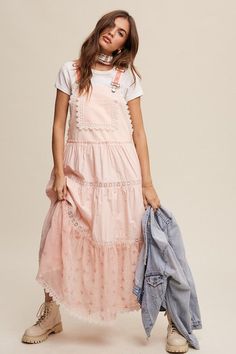 Laced and Tiered Romantic Overall Maxi Dress Dress Square Neckline