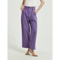 Discover Your New Wardrobe Essential Embrace effortless style and comfort with our Chic Purple High-Waist Wide Leg Trousers for Women. Designed for the modern woman who appreciates both fashion and function, these trousers are a must-have for your wardrobe. Whether you're stepping out for a casual day or dressing up for a night out, these trousers offer versatility and chic appeal. Exceptional Features Season Versatility: Ideal for Spring, Autumn, and Summer, adapting seamlessly to various climates and occasions. Comfortable High Waist Design: The high waist style not only flatters your figure but also ensures comfort all day long. Quality Fabric: Made with premium cotton broadcloth, these trousers promise both durability and breathability. Vintage Charm: The vintage-inspired design adds a High Waist Baggy Solid Color Bottoms, High Waist Baggy Bottoms In Solid Color, Baggy High-waisted Solid Color Pants, Non-stretch Solid Wide Leg Pants With Pockets, Baggy Solid Pants For Spring, Solid Baggy Pants For Spring, Versatile High-waist Wide Leg Spring Pants, Versatile High Waist Wide Leg Spring Pants, Summer Workwear Bottoms In Solid Color