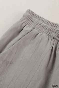 Bjux - Pantalones con bolsillos y cintura elástica con cordón para mujer - Long Straight Legs Gray High-waist Drawstring Pants, Gray Wide Leg Drawstring Bottoms, Gray Wide Leg Bottoms With Drawstring, Relaxed Fit Trousers With Drawstring, Relaxed Fit Drawstring Trousers, Gray Stretch Bottoms With Drawstring, Gray Harem Pants With Elastic Waistband For Spring, High Waist Relaxed Fit Bottoms With Drawstring, Spring Gray Harem Pants With Elastic Waistband