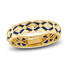 Italia D'Oro High-Polish Diamond-Cut Ring Blue Enamel 14K Yellow Gold | Jared Diamond Ring Cuts, Blue Gemstone Rings, Gold Book, Jared The Galleria Of Jewelry, Enamel Ring, Ring Blue, Gold Price, Affordable Jewelry, Blue Gemstones