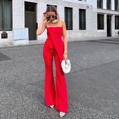 High Waisted Pants With False Front Pockets. Flared Legs. Side Hidden In-Seam Zip Closure. Red Flared Pants, Red Flare Pants, Red Flare, Boho Jumpsuit, Zara Jumpsuit, Red Pants, Pleated Maxi, Flared Pants, Chiffon Skirt