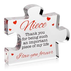 a personalized puzzle piece with the words nice and i love you forever on it