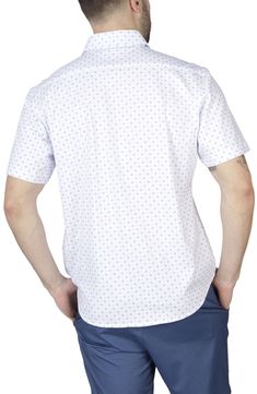 A button-up shirt crafted from breathable cotton keeps you feeling and looking cool on days where fresh floral print adds extra style points. Spread collar Short sleeves 100% cotton Machine wash, tumble dry Imported Floral Knit, Lightweight Shorts, Knit Short, Sport Shirt, Knit Shorts, Knit Shirt, Sports Shirts, Soft Knits, Workout Shorts