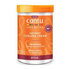 Cantu Shea Butter for Natural Hair Coconut Curling Cream 25 oz delivers lightweight moisture that leaves your curls softer than ever. The award-winning shea butter formula increases manageability, provides ultimate curl definition, and elongates curls without weighing down hair. Perfect for Type 3 and Type 4 curls and coils, the Coconut Curling Cream helps repair dry, brittle hair and conditions to add a natural shine to any curly style. Crafted without harsh ingredients like mineral oil, sulfat Cantu Coconut Curling Cream, Cantu For Natural Hair, Olive Miracle, Cantu Shea Butter For Natural Hair, Curling Cream, Curl Products, Hair Science, Stop Hair Breakage, Curl Definition